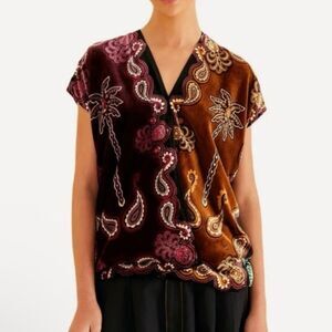 Farm Rio Multicolored Oversized Velvet Top/Blouse(Size Small)